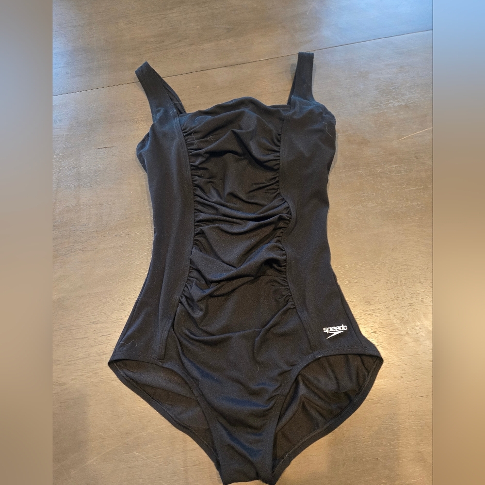 Speedo Women's Black Ruched One Piece Swimsuit